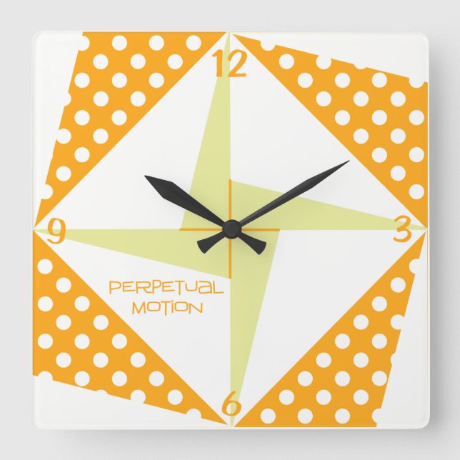 Reloj Cuadrado Movimiento perpetuo - Naranja (Anverso)