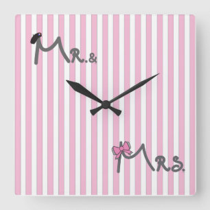 Reloj Cuadrado Mr and Mrs Bride/Groom Wall Clock