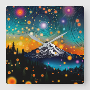 Reloj Cuadrado Mt. Rainier Starry Sky