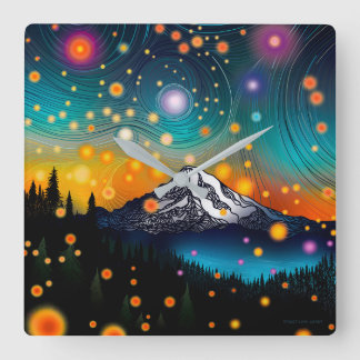 Reloj Cuadrado Mt. Rainier Starry Sky