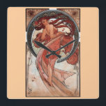 Reloj Cuadrado Mucha danza Art Deco<br><div class="desc">A. Mucha Baila.</div>