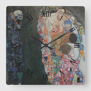 Reloj Cuadrado Muerte y Vida por Gustav Klimt Arte Antiguo Nouvea