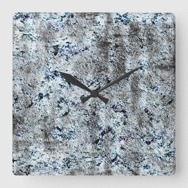 Reloj Cuadrado Muito Rústico fungo prateado sujo de carbono (Anverso)