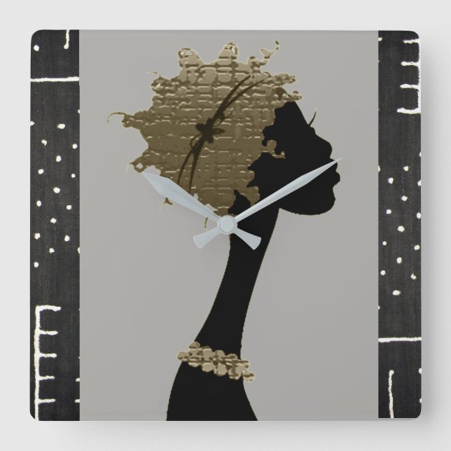Reloj Cuadrado Mujer africana (Anverso)