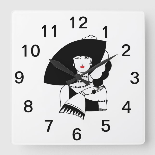 Reloj Cuadrado Mujer Art Déco En Grandes Gorras Gantes RL (Anverso)