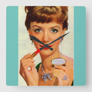 Reloj Cuadrado Mujer con lápiz labial de los años 60