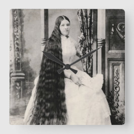 Reloj Cuadrado Mujer victoriana con pelo largo