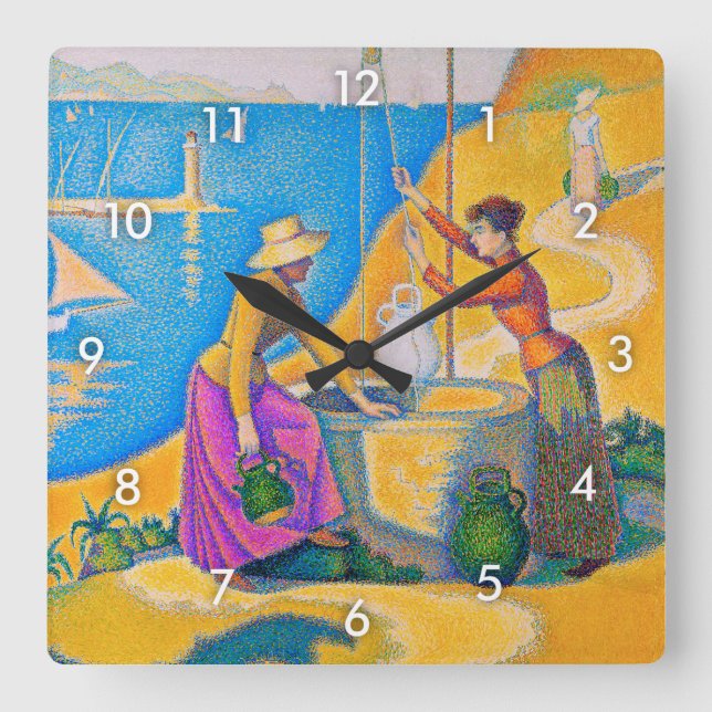 Reloj Cuadrado Mujeres en el pozo, Signac (Anverso)