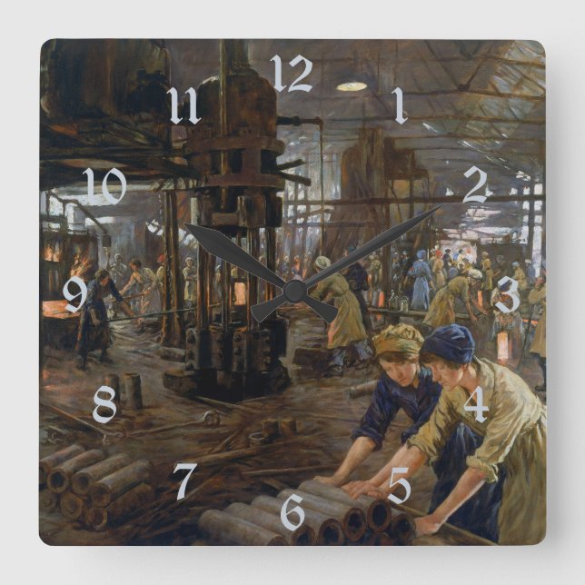 Reloj Cuadrado Mujeres trabajando en una fábrica de municiones en (Anverso)