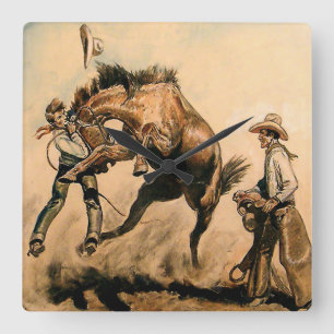 Reloj Cuadrado "Mule" Arte Occidental de Will James