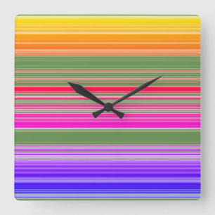Reloj Cuadrado Multicolor Striped Pattern