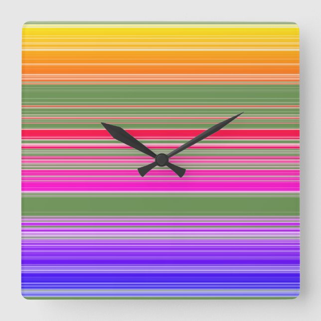 Reloj Cuadrado Multicolor Striped Pattern (Anverso)
