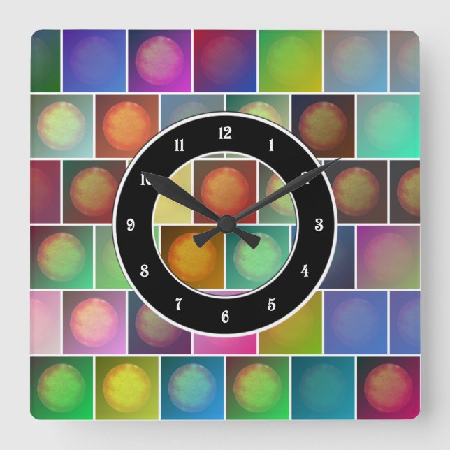 Reloj Cuadrado Multicolored suns (Anverso)