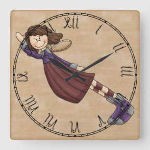 Reloj Cuadrado Muñeca adorable del ángel del trapo del arte del