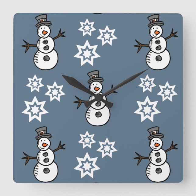 Reloj Cuadrado Muñeco de nieve (Anverso)