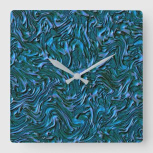 Reloj Cuadrado Muralla texturada rústica en azul cadete quemado