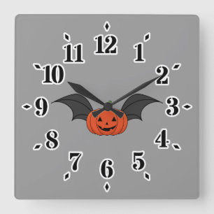 Reloj Cuadrado Murciélago de calabaza de Halloween