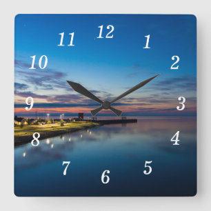 Reloj Cuadrado Muro de Amanecer de la ciudad de Mackinaw