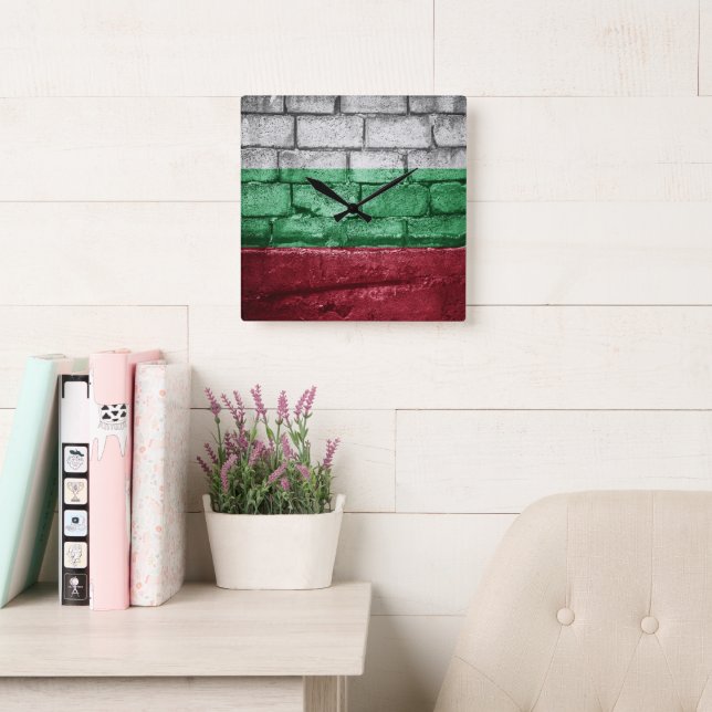 Reloj Cuadrado Muro de bandera de Bulgaria (Sala de lectura)