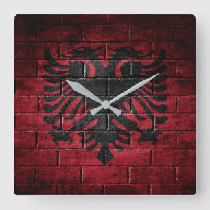 Reloj Cuadrado Muro de la bandera de Albania