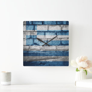 Reloj Cuadrado Muro de la bandera de Grecia