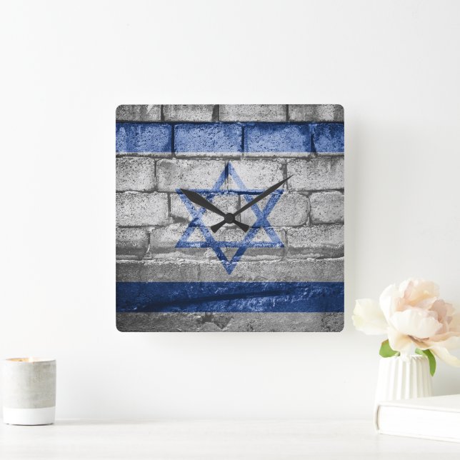 Reloj Cuadrado Muro de la bandera de Israel (Hogar)