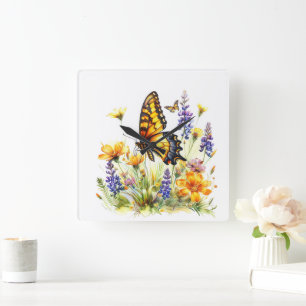 Reloj Cuadrado Muro de la mariposa