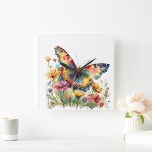 Reloj Cuadrado Muro de la mariposa