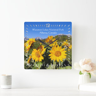 Reloj Cuadrado Muro del parque nacional de los lagos de Waterton