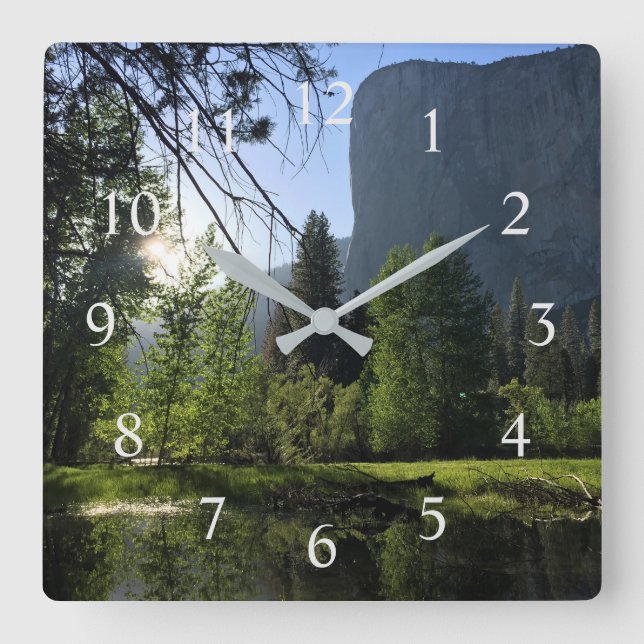 Reloj Cuadrado Muro del Parque Nacional Yosemite (Anverso)