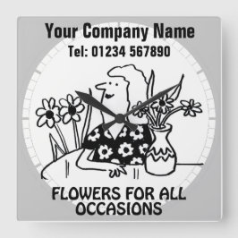 Reloj Cuadrado Muro florido de la tienda de flores