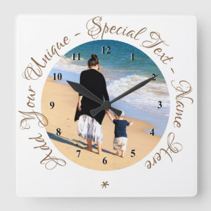 Reloj Cuadrado Muro fotográfico personalizado bloquea tus fotos y