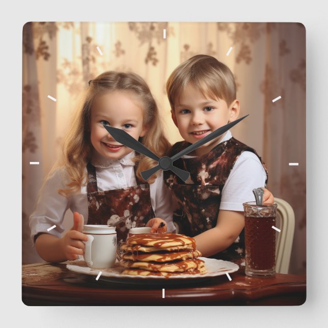 Reloj Cuadrado Muro personalizado de la fotografía Personalizado  (Anverso)