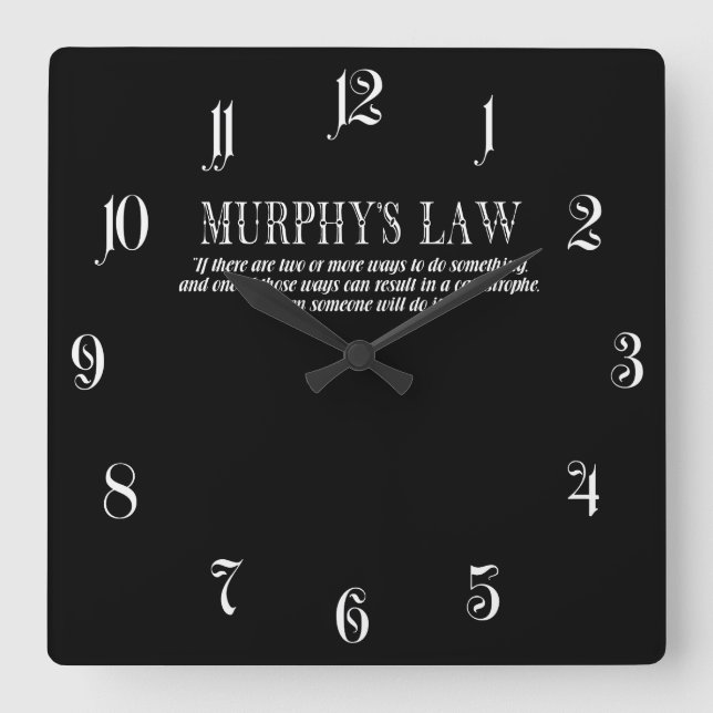 Reloj Cuadrado Murphy’s law (Anverso)