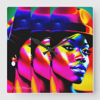 Reloj Cuadrado MUSA DE NEÓN: Iridescencia Eléctrica
