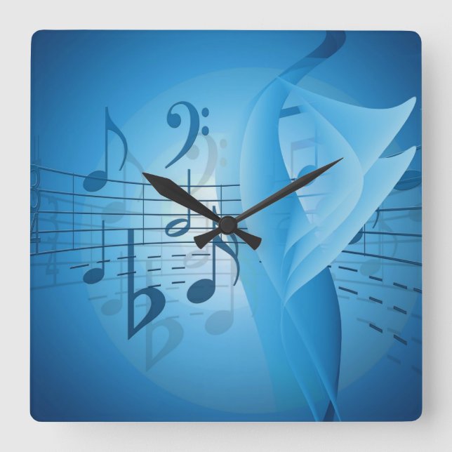 Reloj Cuadrado Music in Blue (Anverso)
