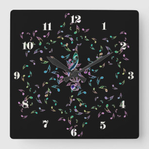 Reloj Cuadrado Music Notes Star Wall Clock