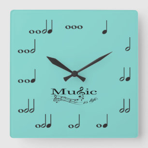 Reloj Cuadrado Music Notes with Music is Life está diciendo