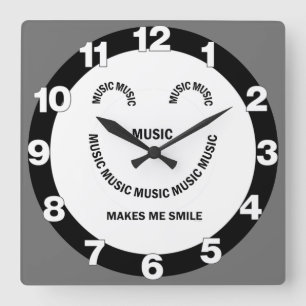 Reloj Cuadrado Music Smile Square Wall Clock