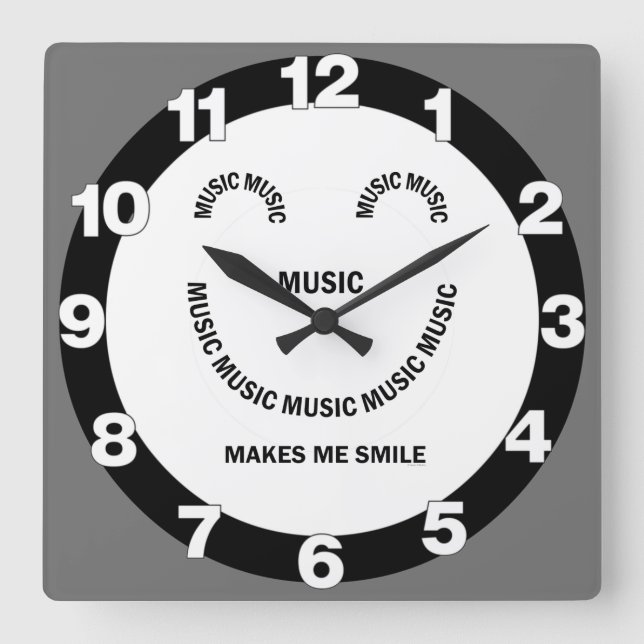Reloj Cuadrado Music Smile Square Wall Clock (Anverso)