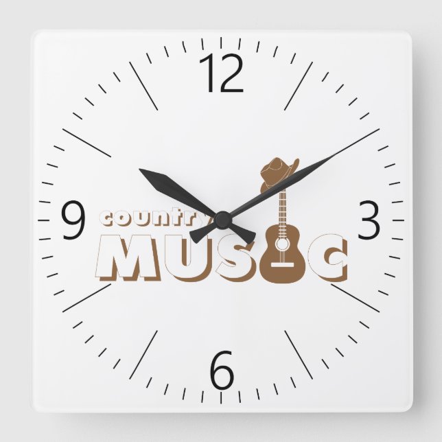 Reloj Cuadrado Música country (Anverso)