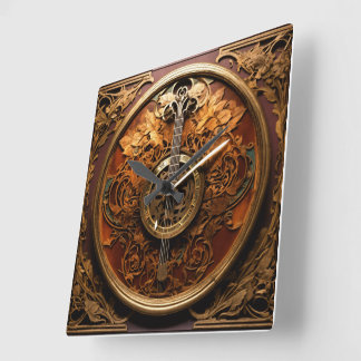 Reloj Cuadrado Música de país con logotipo metalizado, botas de c