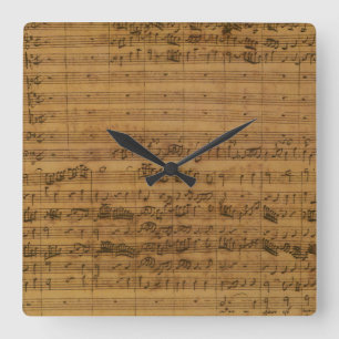 Reloj Cuadrado Música de partitura antigua de Johann Sebastian Ba