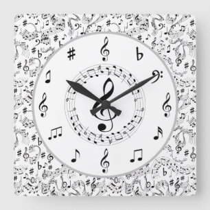 Reloj Cuadrado Música, notas musicales