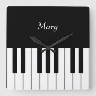 Reloj Cuadrado Música personalizada del teclado de piano clásic