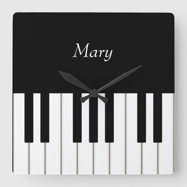 Reloj Cuadrado Música personalizada del teclado de piano clásico (Anverso)
