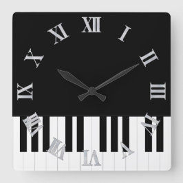 RELOJ CUADRADO MÚSICA PIANO