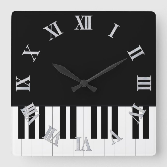 RELOJ CUADRADO MÚSICA PIANO (Anverso)