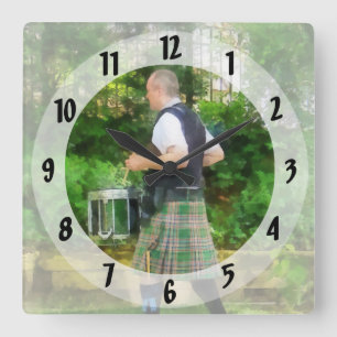 Reloj Cuadrado Música - Tamborilero en Banda de Gaitas