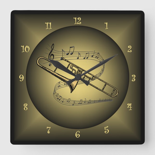 Reloj Cuadrado ~ musical de los globos del ~ del instrumento (Anverso)